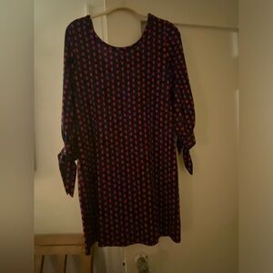 Black and Red Ruffled Tie Front Dress